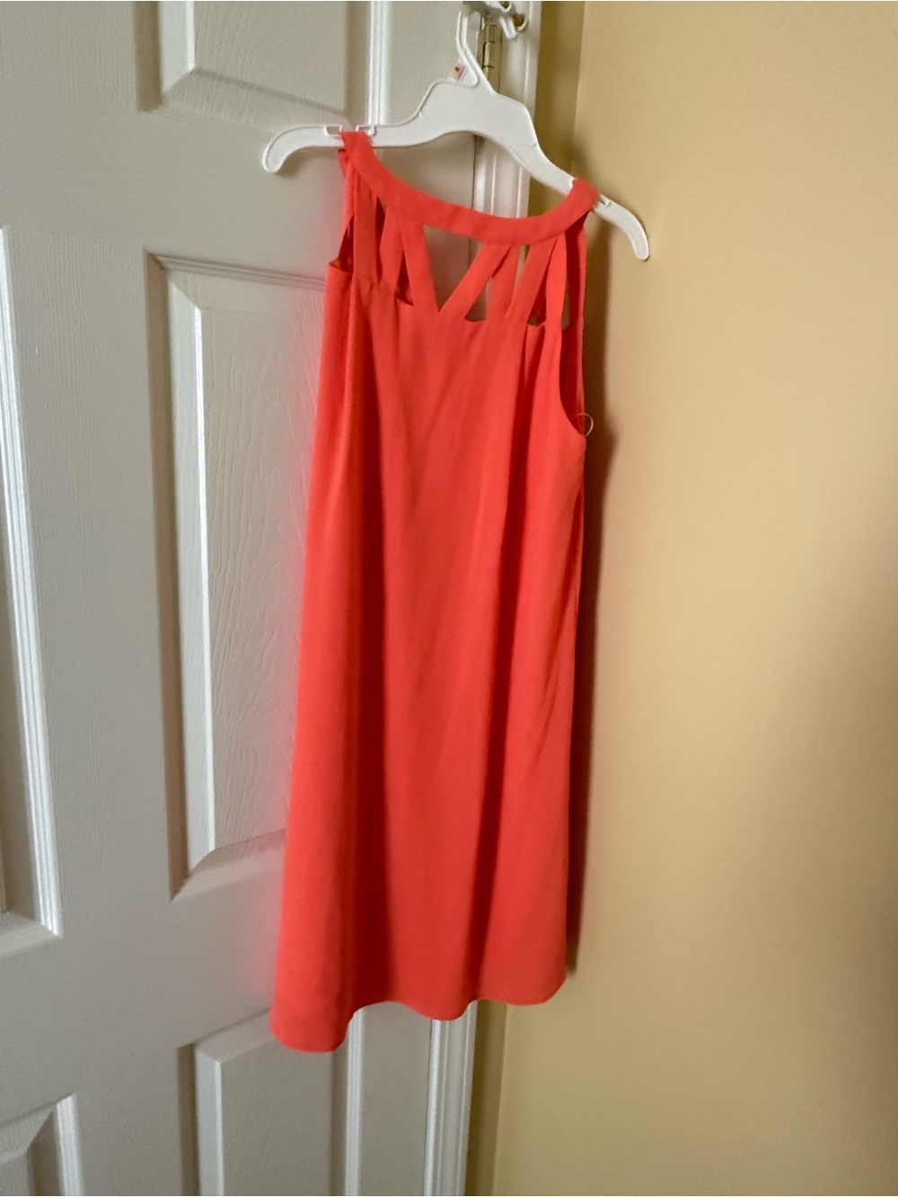Aryeh Coral-Red Cutout-Neck Mini Dress